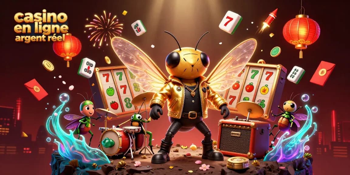 Jouez et gagnez avec le casino en ligne argent réel, une illustration vibrante d'une scène dynamique de jeux.