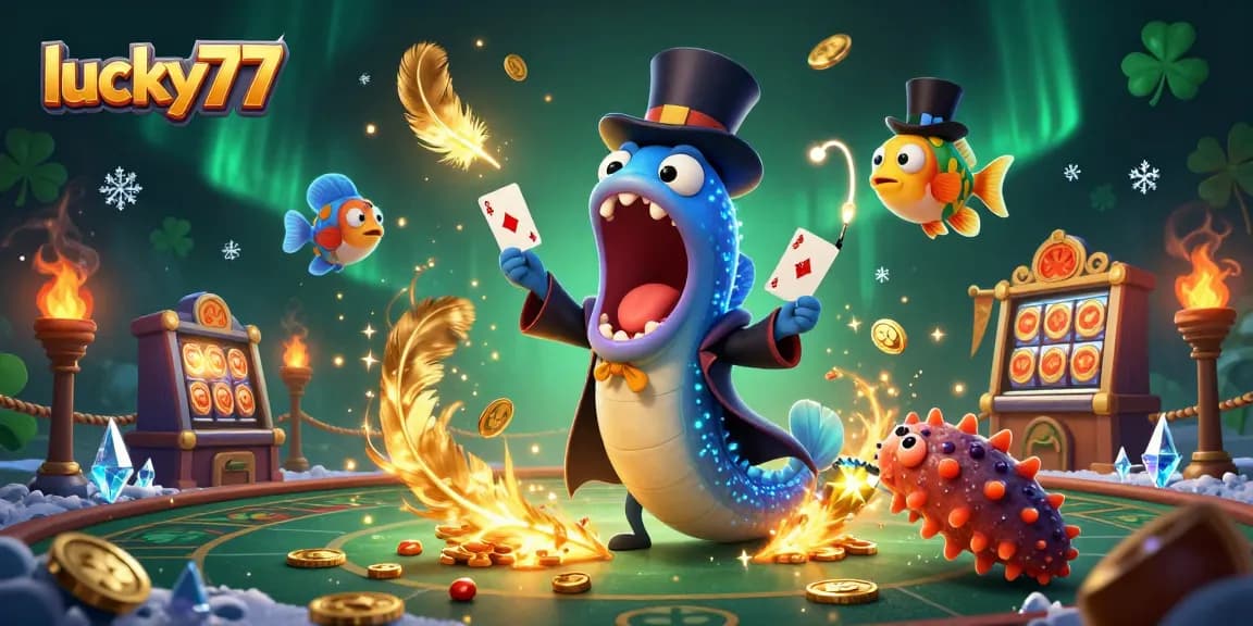 Experience vibrant fun at lucky77 with a magical casino scene featuring unique sea creatures.