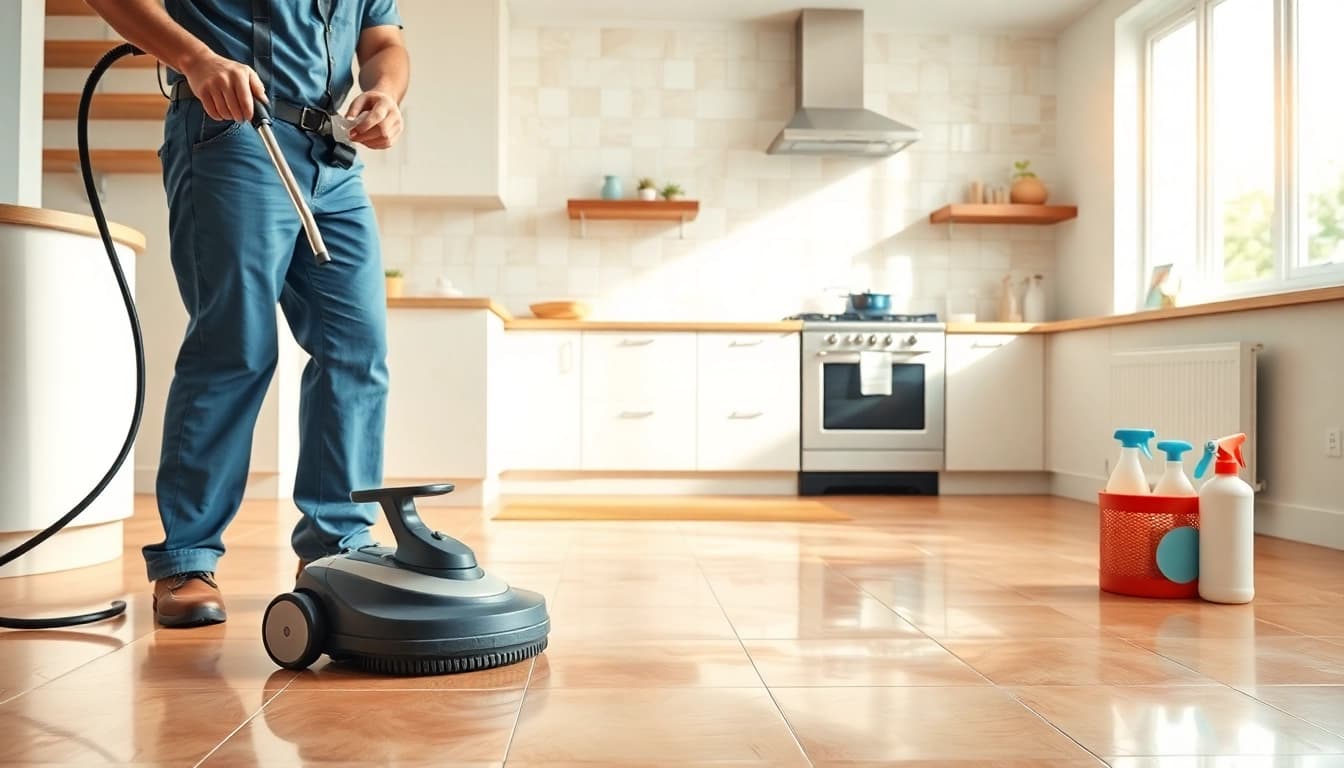 Enhance your tile and grout cleaning lincoln ca with a professional technician in action.