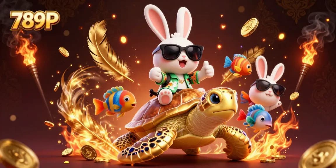 Play and win at 789P casino featuring a lucky rabbit and golden sea turtle in vibrant 3D.