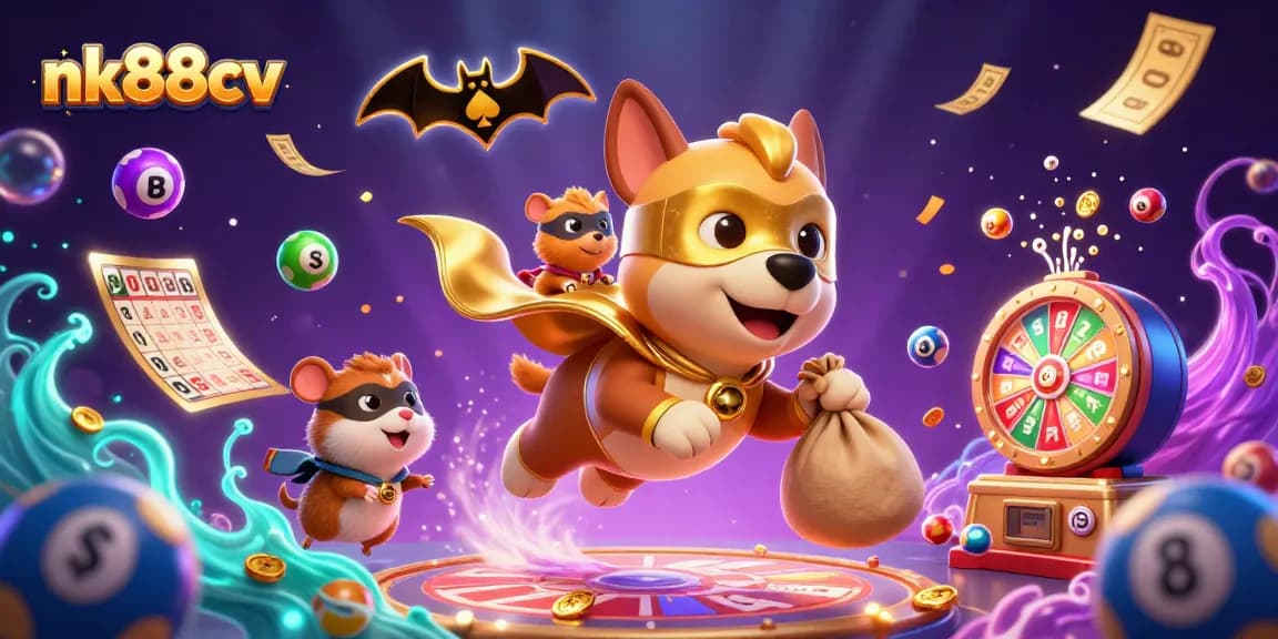 Experience thrilling adventures with nk88cv as the superhero dog soars through an exciting casino world.