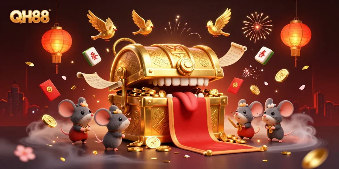 Experience big wins with QH88 in a vibrant treasure-filled adventure