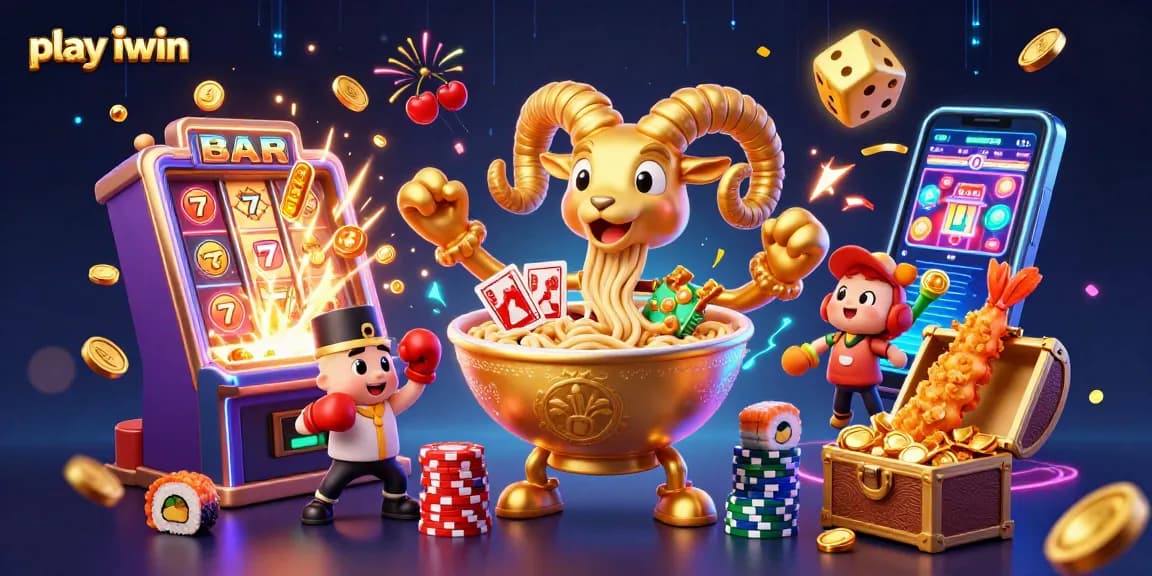 Play iwin with thrilling characters in a vibrant, dynamic casino scene with massive jackpots.