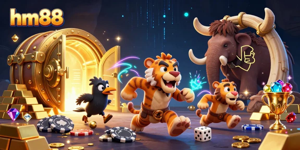 Engage with thrilling slots and games at hm88, featuring an entertaining casino scene.