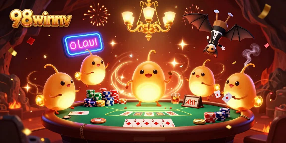 Join the excitement at 98winnv casino, featuring poker action and glowworm ambiance.