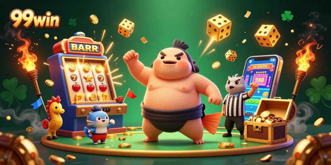 Spin the reels with 99win! Join the cartoon fugu in a thrilling underwater casino showdown.