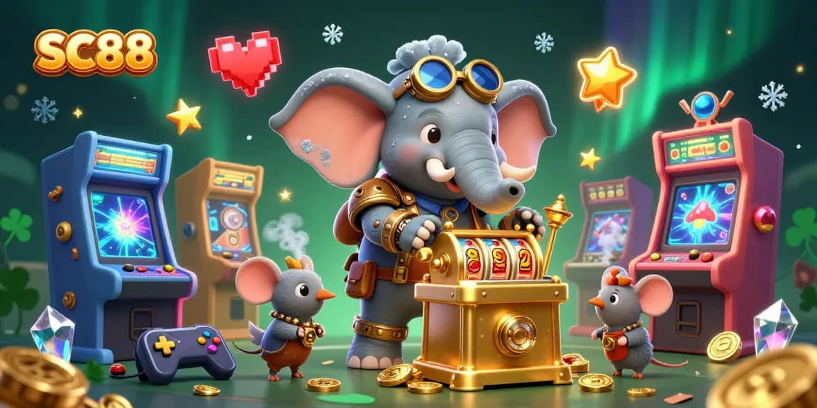 Experience winning at SC88 with a vibrant steampunk scene of slot machine excitement and engaging game elements.