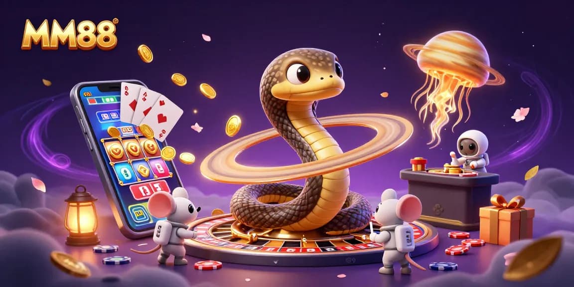 Bet on MM88's engaging cosmic slots, featuring vibrant 3D characters and games.