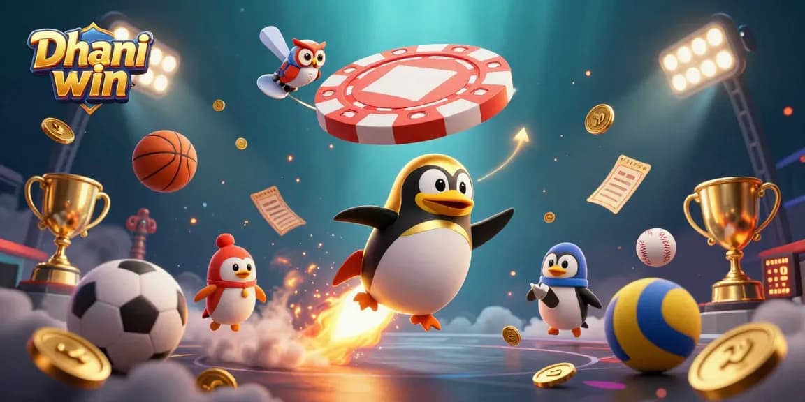 Dive into the excitement of Dhani win with a space adventure featuring a golden penguin and casino elements!