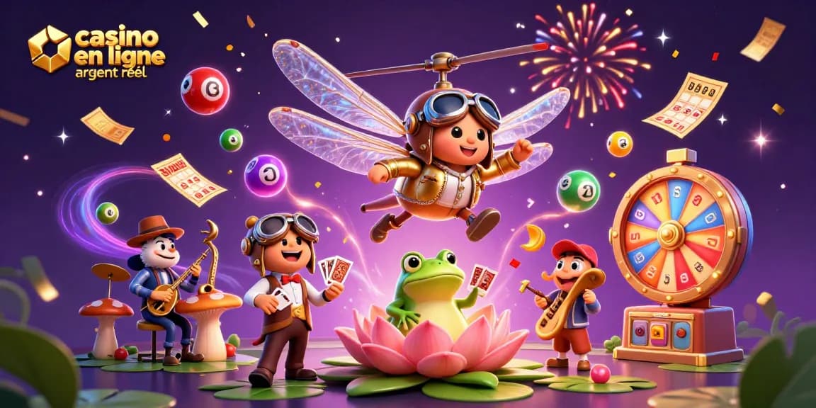 Faites un saut vers l'excitation avec casino en ligne argent réel, où le pilote libellule et le croupier grenouille animent la fête.