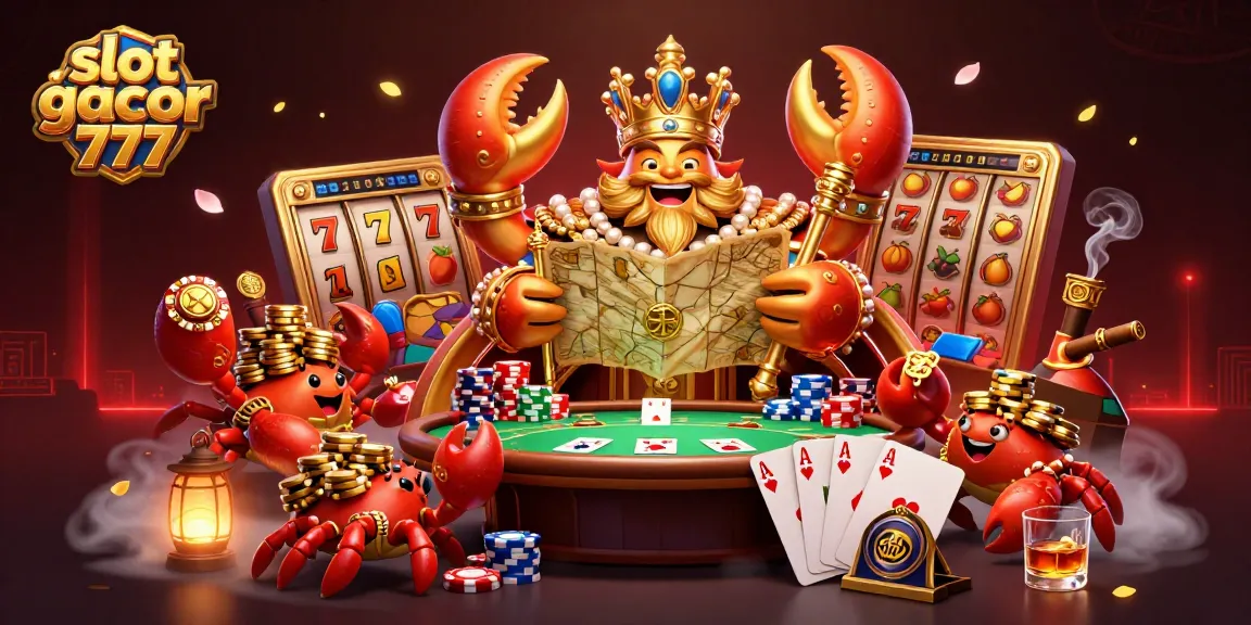 Experience excitement with slot gacor 777 as a golden crab emperor leads a dynamic casino scene.