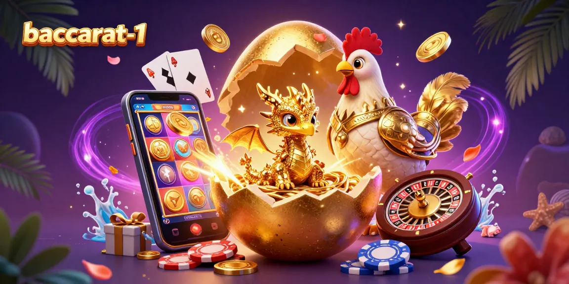 Bet on baccarat-1 with our golden dragon and poker chip display, an engaging gaming atmosphere.
