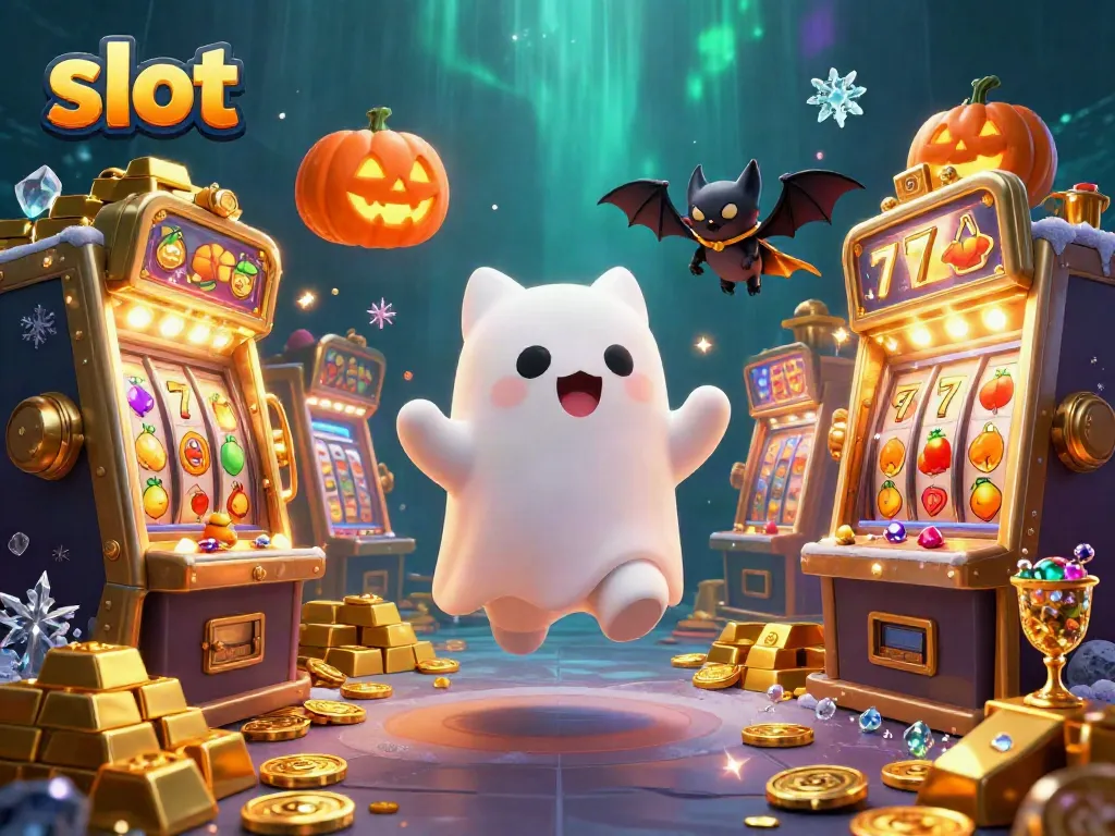 Menangkan slot dengan karakter kucing hantu di kasino ceria sambil berkeliling slot dan harta karun.