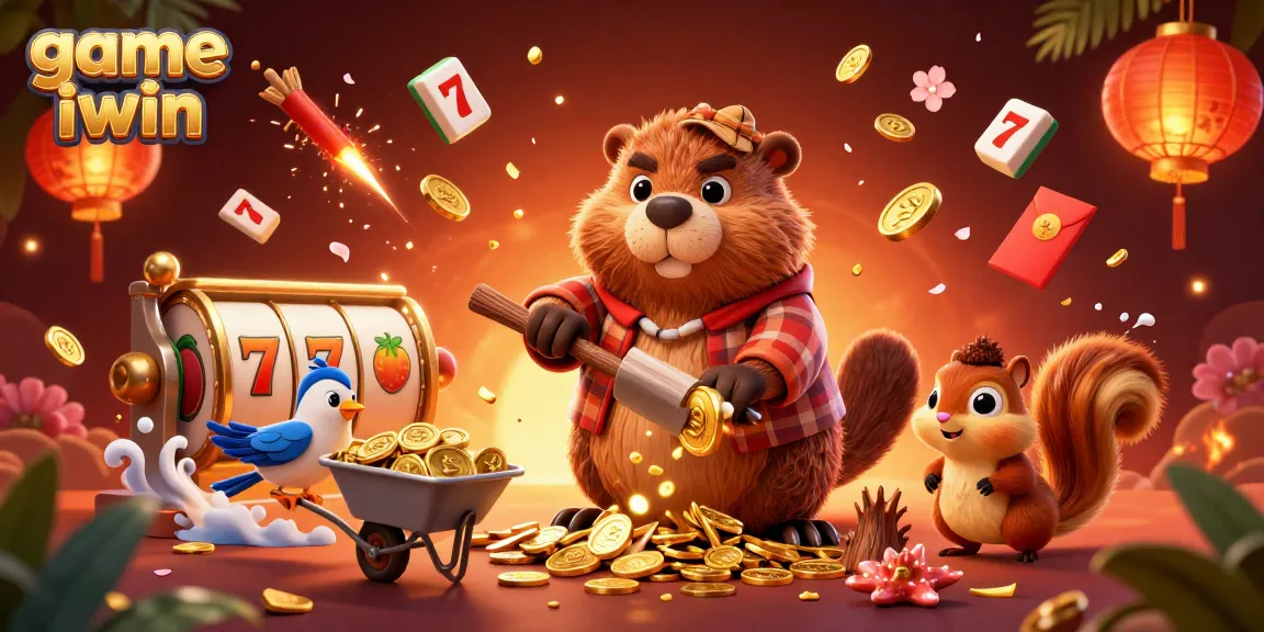 Experience the excitement of game iwin with our vibrant scene of cartoon characters collecting golden coins.