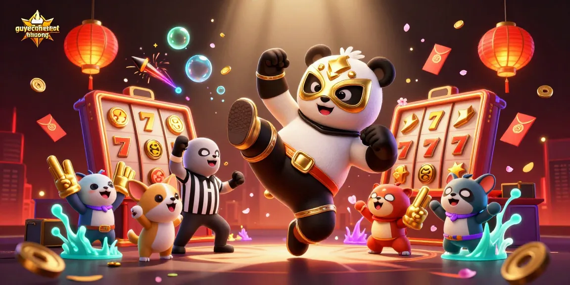 Engage in exciting gameplay with quyetchientienthuong as a lively panda wrestler takes center stage.