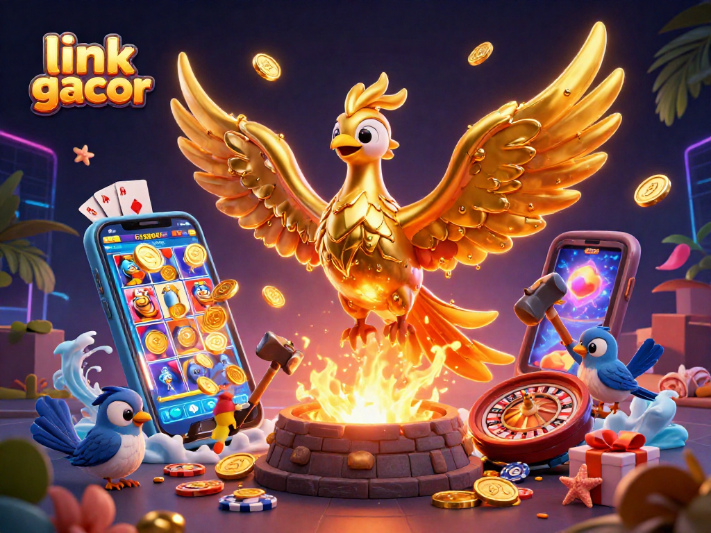 Experience exciting gameplay with link slot gacor as golden coins erupt and characters interact.