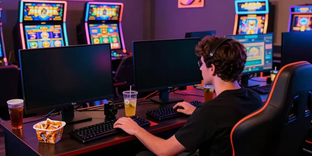 Exciting online gaming experience with สล็อตเว็บตรง on a desktop setup.