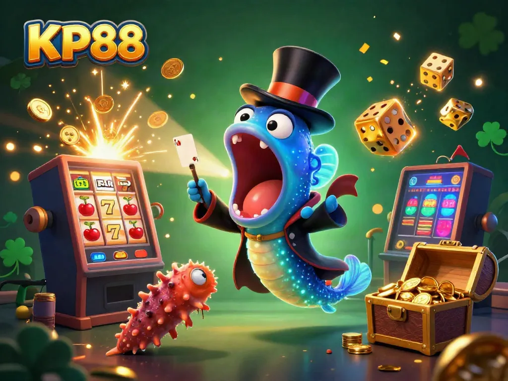 Experience the excitement of KP88 with a magical underwater casino scene featuring vibrant characters and rich gaming elements.