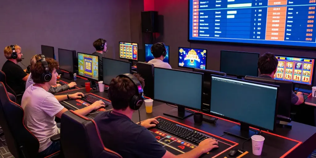 Engaged gamers experiencing plustoto4d online gaming in a vibrant environment.