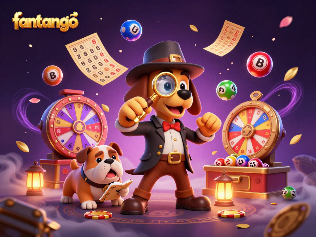 Join the fun of fantango as our detective and bulldog uncover treasure beneath lottery balls.
