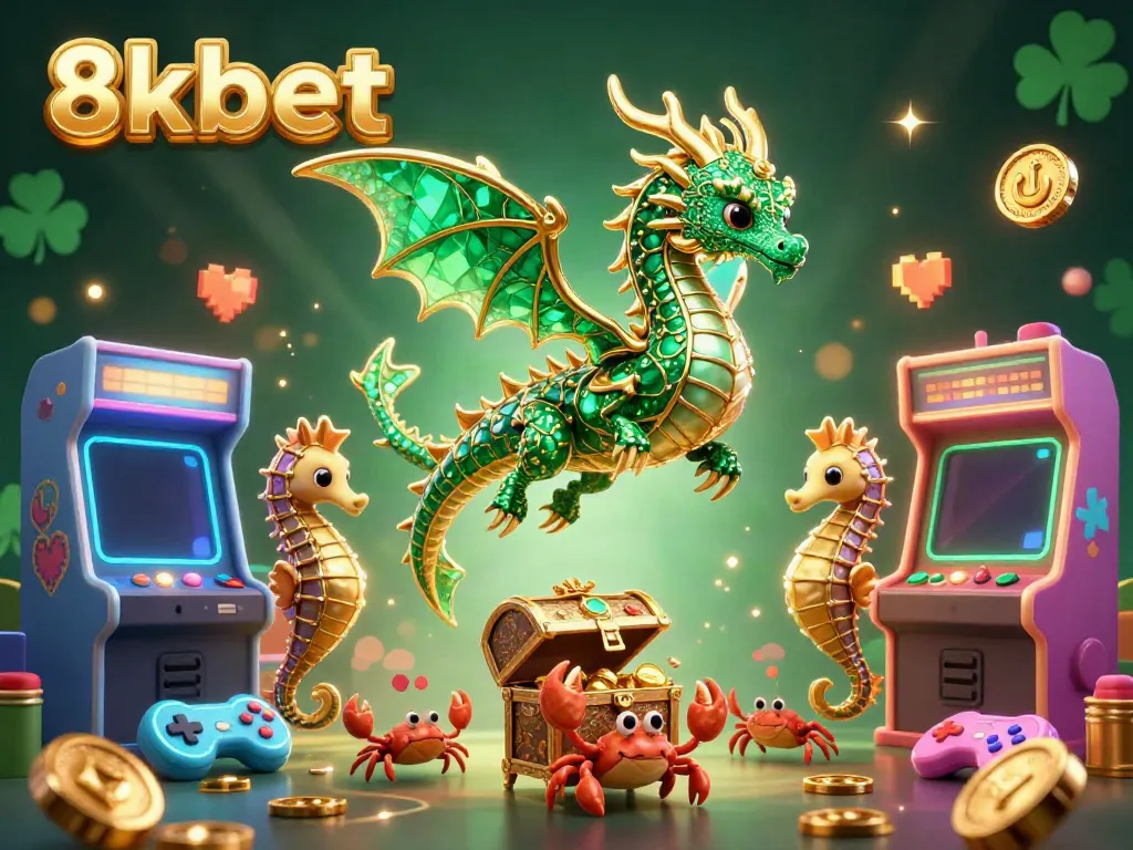 Engage in excitement with 8xbet's thrilling gaming experience featuring a treasure-hunting sea dragon illustration.