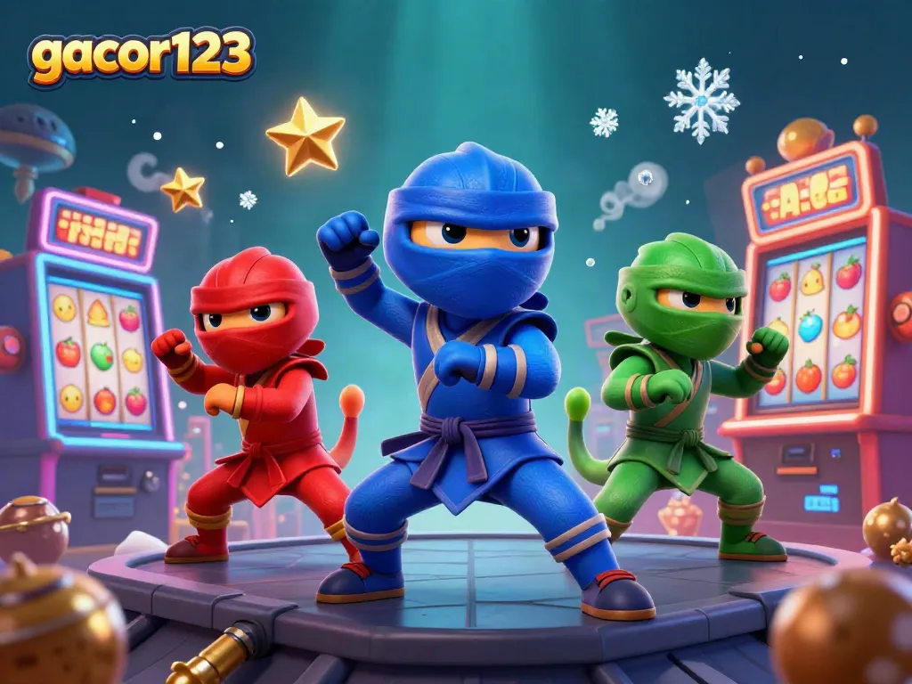 Engage with gacor123's thrilling slot experience featuring ninja chameleons in a dynamic casino setting.