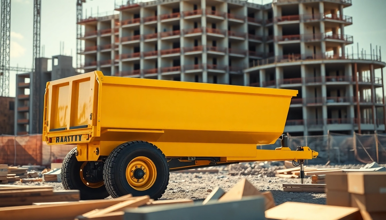Transport materials with a sturdy dump trailer on a construction site showcasing its utility.