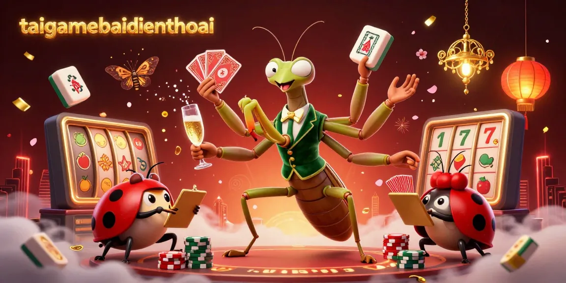 Experience the excitement of taigamebaidienthoai casino games with vibrant 3D illustration showcasing card dealing and slot elements.