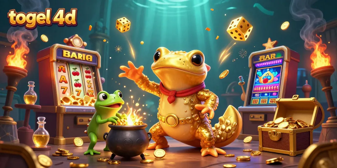 Engage in thrilling togel 4d gameplay; a vibrant alchemist scene with gold coins and dynamic casino elements