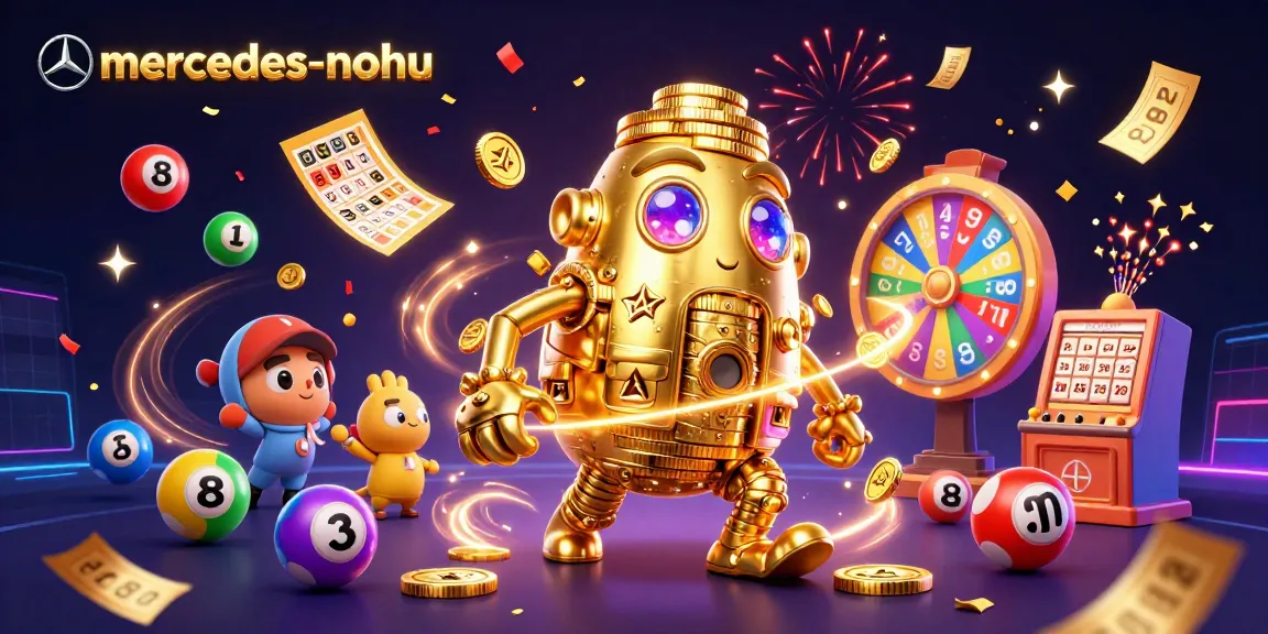 Engage with the thrilling casino atmosphere of mercedes-nohu featuring rich golden elements and vibrant lottery symbols.