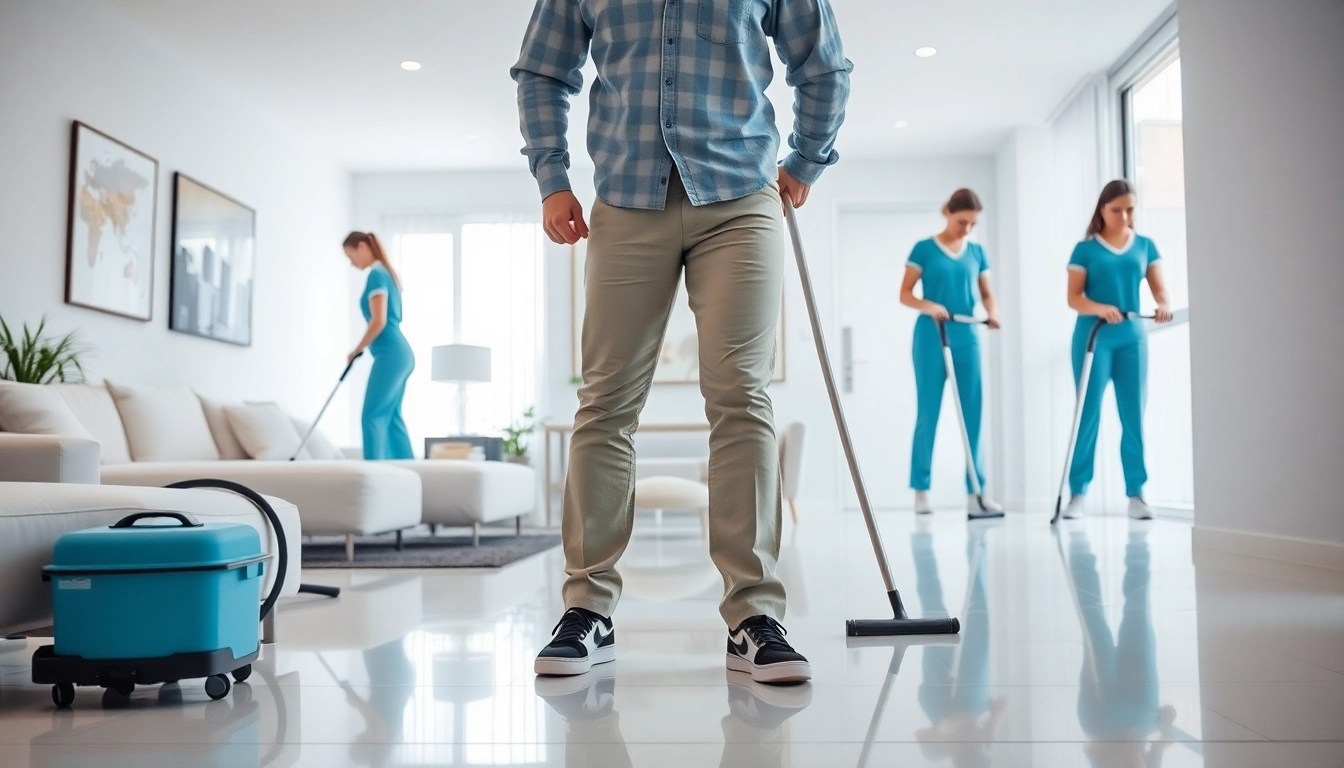 Efficient team performing bond cleaning Logan in a pristine apartment setting.