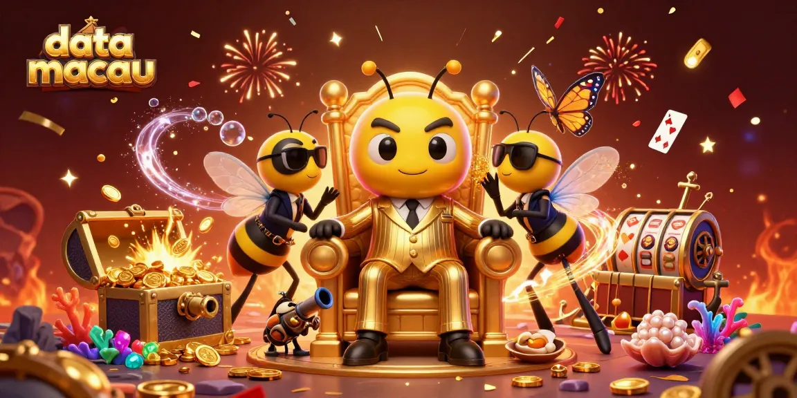 Experience the exciting data macau casino scene with a bumblebee mob boss in a vibrant illustration.