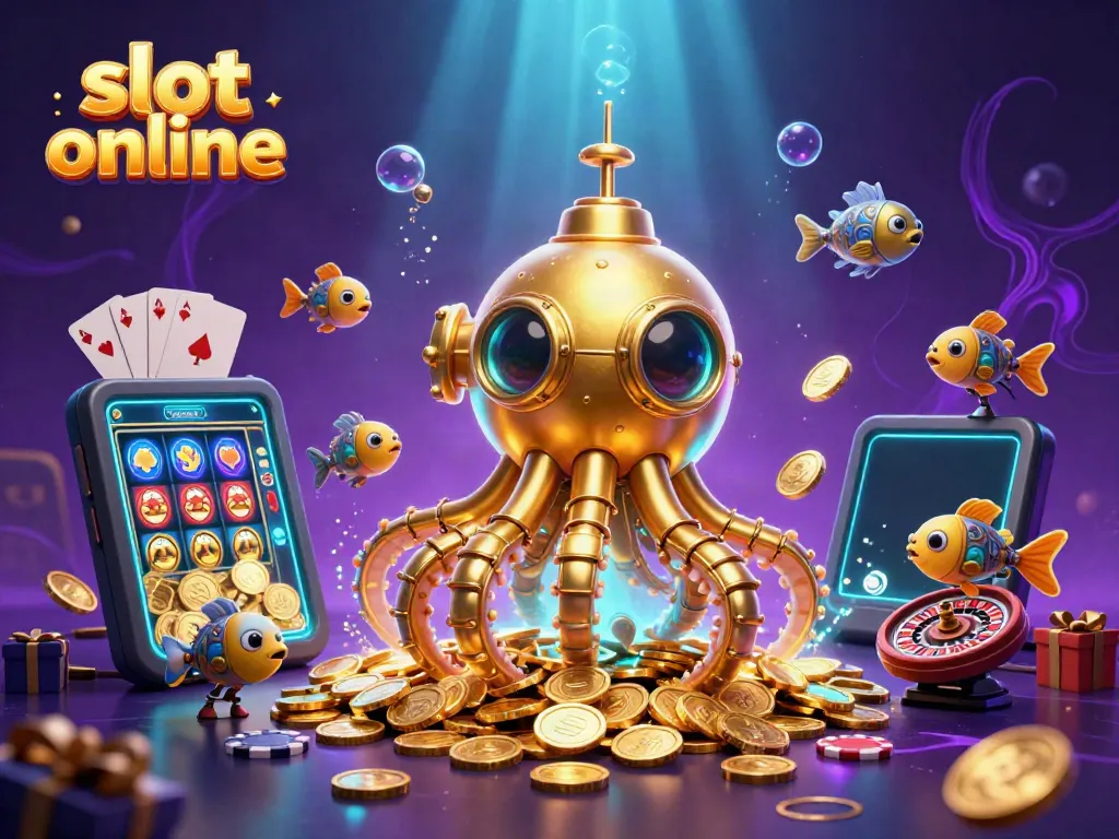 Experience thrilling gameplay with slot online as a golden kraken submerses into a sea of coins.