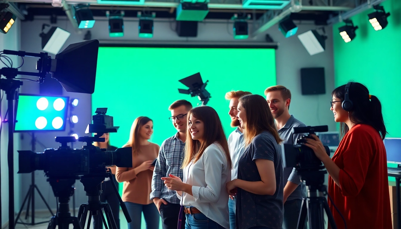 Edmonton production companies collaborating in a modern studio on a creative project.