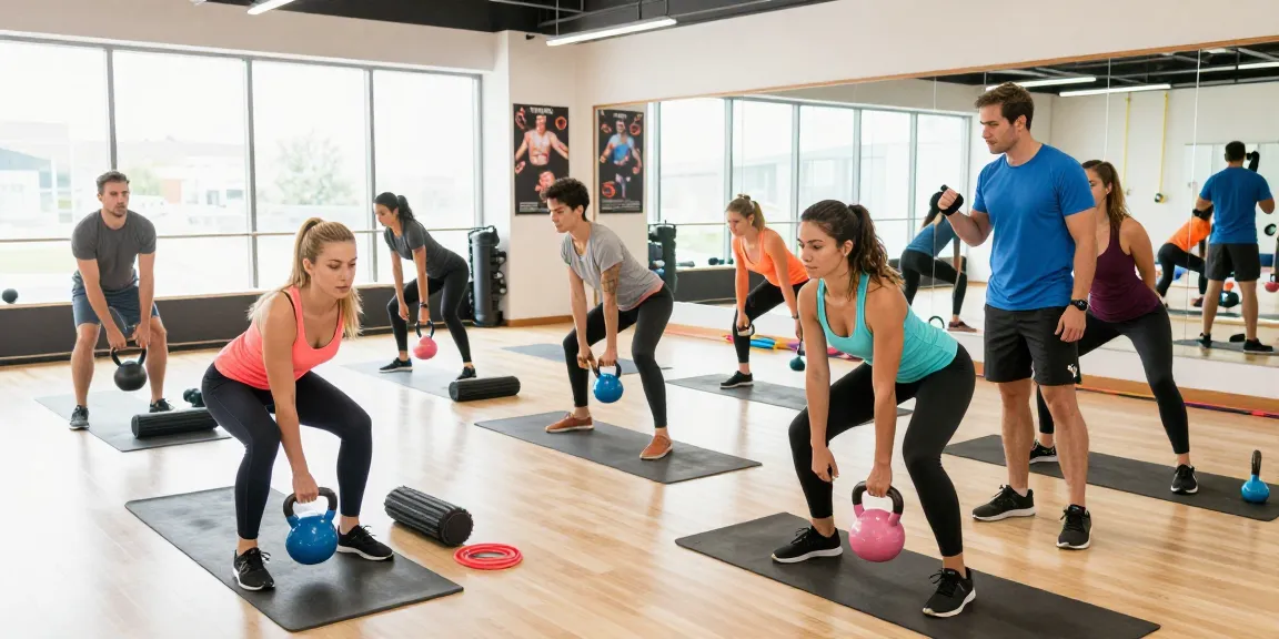 Group training session at Driada Shop with diverse individuals focused on strength and fitness.