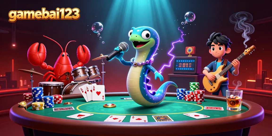 Experience the underwater casino excitement with gamebai123 as the electric eel DJ performs with vibrant casino elements.