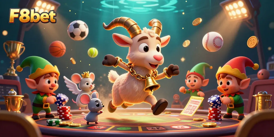 Experience thrilling gameplay at F8bet with festive characters in a dynamic casino scene.
