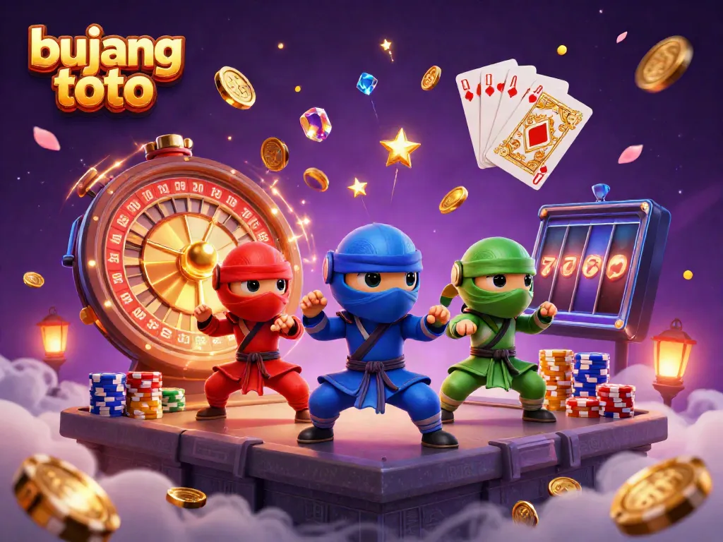 Bujang toto showcases a vibrant online casino scene with animated chameleons and dynamic gaming elements.