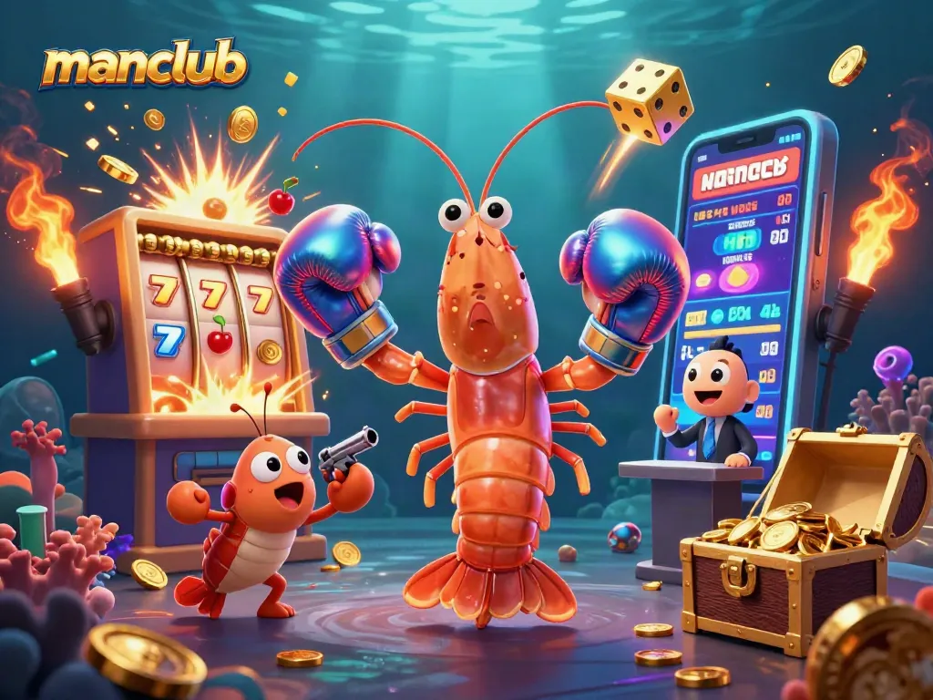 Manclub engages players with vibrant casino gameplay featuring colorful slot machines.
