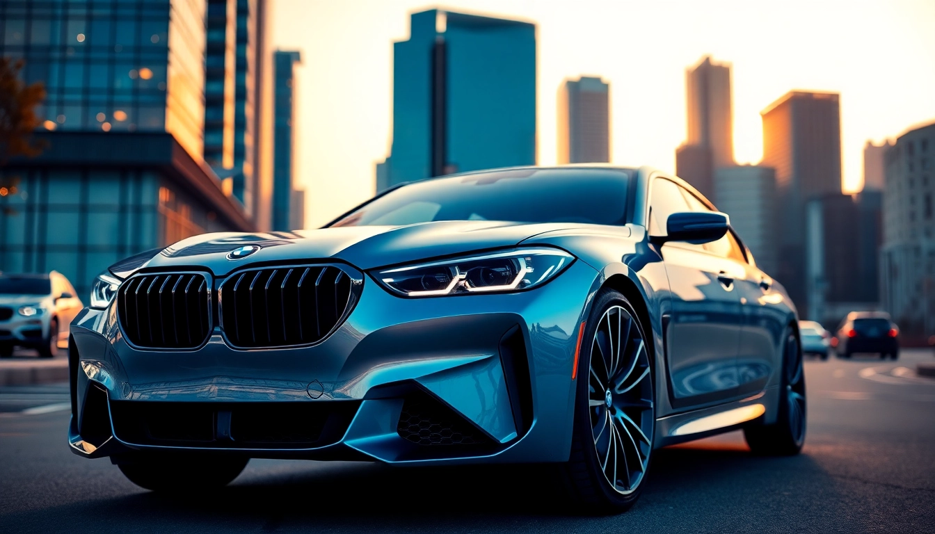 Experience the Luxury BMW car amidst a sophisticated urban backdrop, showcasing its elegance and performance.