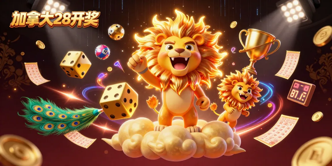 Engage with 加拿大28开奖 insights as the vibrant lion, dice, and peacock illuminate dynamic lottery elements.