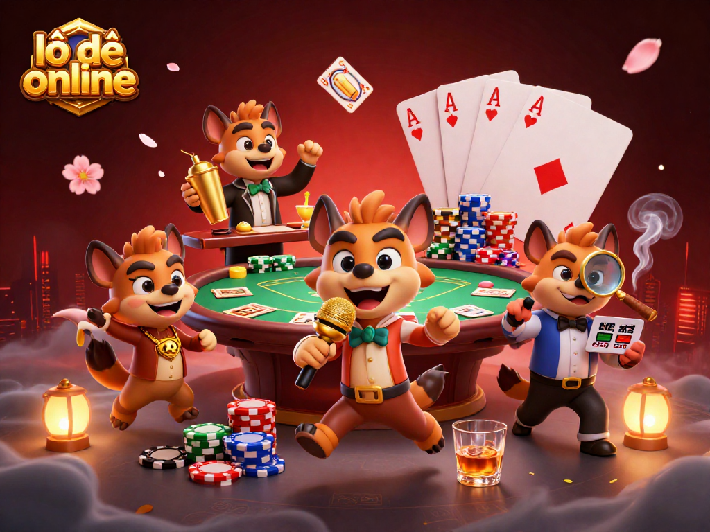Experience the fun of lô đề online with comedic hyenas in a vibrant casino atmosphere.
