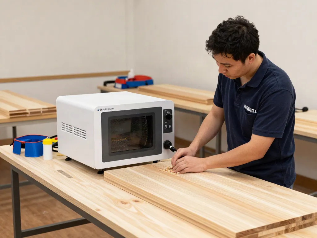SHASHEL® microwave technology in action, showcasing effective woodworm elimination process.